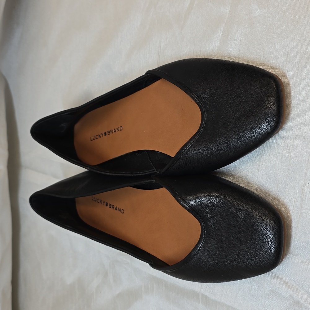 Lucky Brand Womens Ameena SlipOn Flats Black Leather sz 9M New No Tags